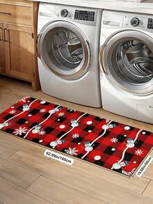 1/2pcs Christmas Kitchen Decor Rug, Christmas Tree Pattern, Winter Kitchen Rug And Mat, Non-Slip Washable Absorbent Kitchen Accessories Decor Mat, Christmas Holiday Gift! - Multicolor - View 18