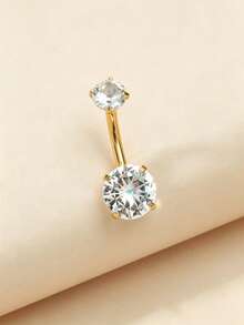 1 Stainless Steel Internally Threaded Belly Button Ring With A Classic Short Design, Suitable For Everyday Wear - Yellow Gold - View 4