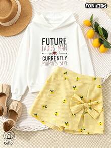 Kids Hoodie: 'Future Ladies Man Currently Mama's Boy' Print With Red Heart, Loose Fit Breathable Casual Sweatshirt For Spring Autumn Daily Wear & Gift - White - View 3
