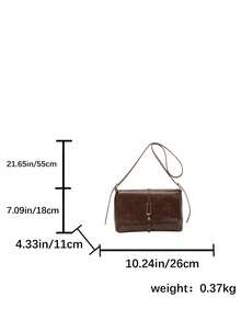 Fashion Casual Solid Color Square Flap Bag, No Pendant, Suitable For College Students/Women - Coffee Brown - View 4