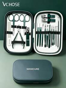VCHOSE 18pcs Nail Care Set, New Combination Design, Nail Clipper, Cuticle Scissors, Nail File Set With Premium Portable Travel Case, Gift For Boyfriend And Men, Suitable For Home, Office And Travel - Multicolor - View 2
