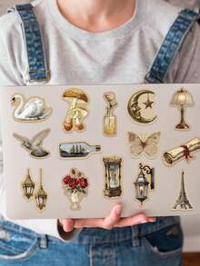 60pcs European Retro Art Decorative Graffiti Stickers For Decorating Phone Cases, Water Bottles, Storage Boxes, Laptops, Waterproof Stickers - Multicolor - View 6