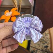 Coquette Satin Big Bow Magnetic Phone Grip Holder, Shiny Fabric Bow MagSafe Phone Socket, Rotatable Foldable Phone Stand For Girls - Multicolor - View 14