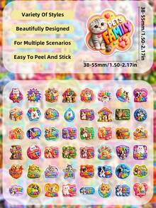 50Pcs Colorful Pet Themed Stickers Featuring Dog Cat With Fun Letter Slogans, Waterproof Vinyl Decals For Journals, Luggage, DIY Crafts, Gift - Multicolor - View 8