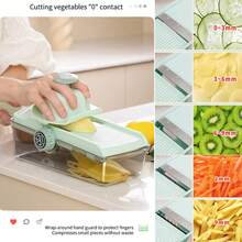The Kitchen Is Adjustable And Comes With A Storage Box And Peeler, Stainless Steel Multifunctional Vegetable And Fruit Slicer, Onion, Potato, Tomato, Cabbage, Apple, Lemon Slicer, And Multi-Purpose Vegetable And Fruit Slicer. - Multicolor - View 3