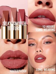 Pudaier 1 buah Lipstik Pink Nude Tahan Air dan Tidak Pudar, Cocok untuk Semua Warna Kulit, Hadiah Hari Valentine yang Sempurna untuknya - 07 - View 5