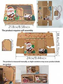 27pcs New Christmas Kraft Paper Window Gingerbread Gift Box, Creative Candy Gift Box, Santa Claus, Snowman And Gingerbread Man Pattern, Suitable For Christmas Birthday Gift Box, Christmas Party Planning, Home Baking Enthusiasts, Holiday Gifts - Multiple Styles - View 12