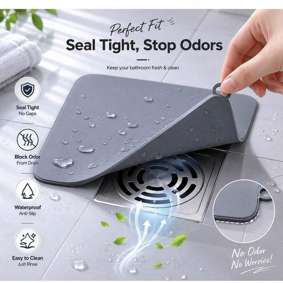 1pc.Flexible Reusable Silicone Drain Stopper Mat, Multi Shape Compatible Floor Drain Cover, Anti-Backflow Odor Blocker, For Shower, Laundry Room, Halloween Christmas, Birthday & Housewarming Party Decor - Multicolor - View 1