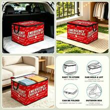 1pc 2DFat Thickened Foldable Zipper Storage Box With Fun Text All-Over Print Design, Suitable For Storing Clothes, Bedding, Nail Tools, Holiday Items, Fits Under Bed, Suitable For Book Organization, Car Trunk Storage, Cosmetics, Hair Styling Tools, Office, Home Organization, Blankets, Daily Small Items Large Capacity Storage, Wardrobe Placement And Moving Packing, Zipper Closure Secure Reinforced Handle Durable - Multi-color - View 7