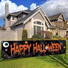 Halloween Outdoor Orange & Black Banner, Perfect For Yard Signs And Decorations, Celebrate The Spooky Season - A - View 6
