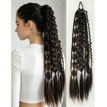 Fake Braided Hair Extensions Lantern Bubble Twist Ponytail Fashion Hot Girl Twisted Boxing Braids Hair Scrunchie Hair Accessory - Black - View 8