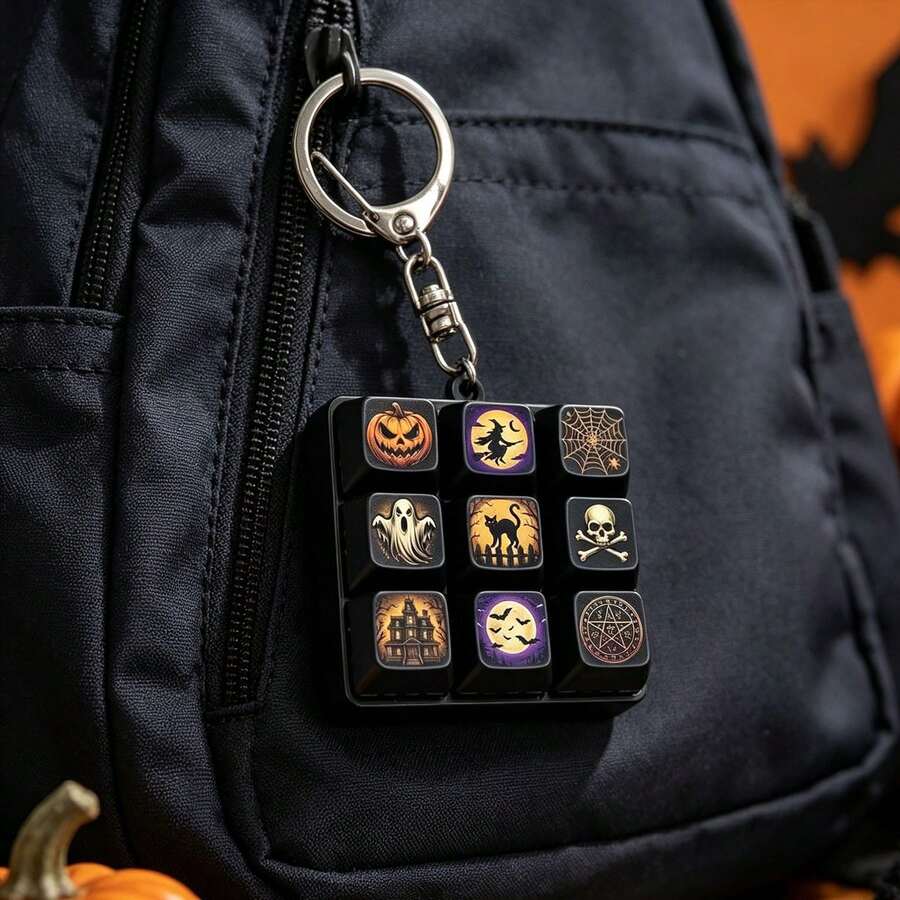 1Pc Halloween 9 Keys Keycap Keychain, Cute Bag Charm Backpack Hanging Ornament, Halloween Party Favors Holiday Decoration Gift - Multicolor - View 1
