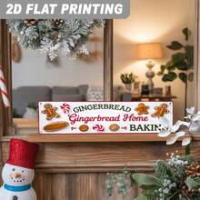 2D Flat, 1pc Vintage Gingerbread House Wall Decor, Rustic Christmas Kitchen Sign With Gingerbread Man, Candy Cane And Cookies, Suitable For Home, Entrance, Bakery, Holiday Design, Handmade, Home Decoration (Random Style) - A - View 5