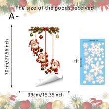 1/4件組趣味聖誕老人與雪人繩鞦韆窗貼，雙面可見PVC靜電吸附玻璃貼紙，適用於商店、客廳、餐廳、居家裝飾 - 彩色 - 查看 10