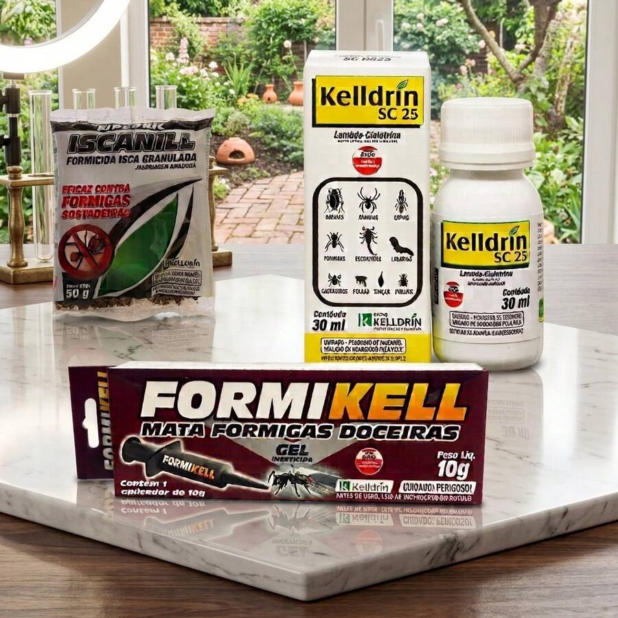 Pra Formiga - Kit Mata Formigas Doméstico Jardim Inseticida Gel e Isca Granulada - C - Visão 1