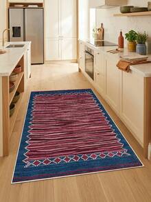 Digitally Printed Non-Slip Washable Runner And Area Rug Suitable For Living Room, Outdoor, Bedroom, Kitchen Carpet, Modern Design | Modern, Scandinavian, Bohemian And Classic Styles | 100% Polyester - Blue - View 2