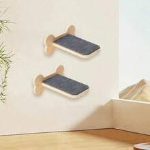 Wooden Cat Climbing Wall-Mounted Ladder Shelf, Solid Wood Cat Stairs, Home Cat Wall Toy Pet Ladder - Multicolor - View 3