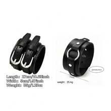 2pcs Black Motorcycle Style Fashion Punk Bracelet, Suitable For Men's Daily Riding, Outdoor Fashion Wear, Exquisite Bracelet Set Gift For Men - Black - View 2
