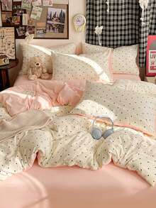 Pink American Retro Style 3-Piece Duvet Cover Set, Soft And Comfortable Bedroom Bedding, Breathable Soft All-Season Bedding Set Including 1 Duvet Cover, 2 Pillowcases, No Fillings, Suitable For Bedroom, Dorm, Home Use, Multiple Size Options - Pink - View 1