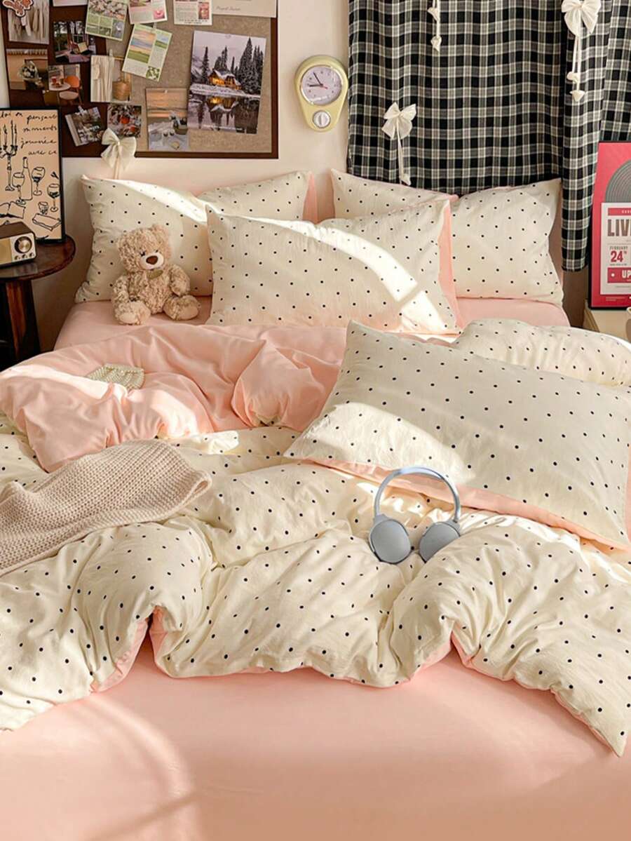 Pink American Retro Style 3-Piece Duvet Cover Set, Soft And Comfortable Bedroom Bedding, Breathable Soft All-Season Bedding Set Including 1 Duvet Cover, 2 Pillowcases, No Fillings, Suitable For Bedroom, Dorm, Home Use, Multiple Size Options - Pink - View 1