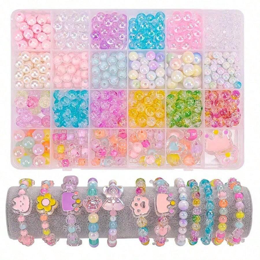 24-Grid Candy Beaded Beads Accessories Jewelry Material Box, DIY Creative Making Phone Chain Bracelet Earrings Jewelry Accessories Material, Creative Gift - Multicolor - View 1