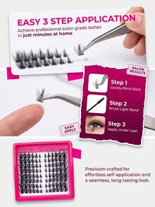 Desliy 5 In 1 Lash Clusters Kit Includes 2pcs Lashes 1pc Tweezer 1pc Bond & Seal 1pc Remover Mixed Styles Beginner-Friendly DIY At Home For Wedding/Daily/Travel/Gift Lash Clusters Individual Lashes False Eyelashes - Rose Red - View 9