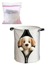Multi Functional Large Laundry Basket/Dirty Clothes Basket,Laundry Hampers Bags,Creative Zipper Animal Pattern Design -Foldable Circular Clothes Basket,Portable Laundry Bag,For Bathroom/Bedroom,Dormitory,Housewarming Gift - Multicolor - View 14