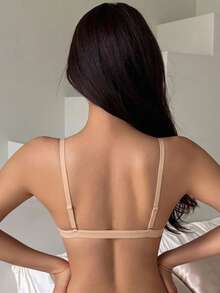 DAZY Apricot-Colored Front-Closure Wire-Free Bra With Secure Breast Pads, Detachable Shoulder Straps, And Multiple Wearing Options: Tank Top, Crossover Top - Apricot - View 3