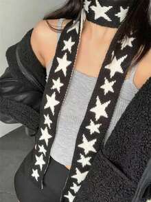 1pc New Autumn/Winter European & American Five-Point Star Knitted Fashion Casual Scarf Accessory Women's Long Scarf Custom Image Print - Multicolor - View 3