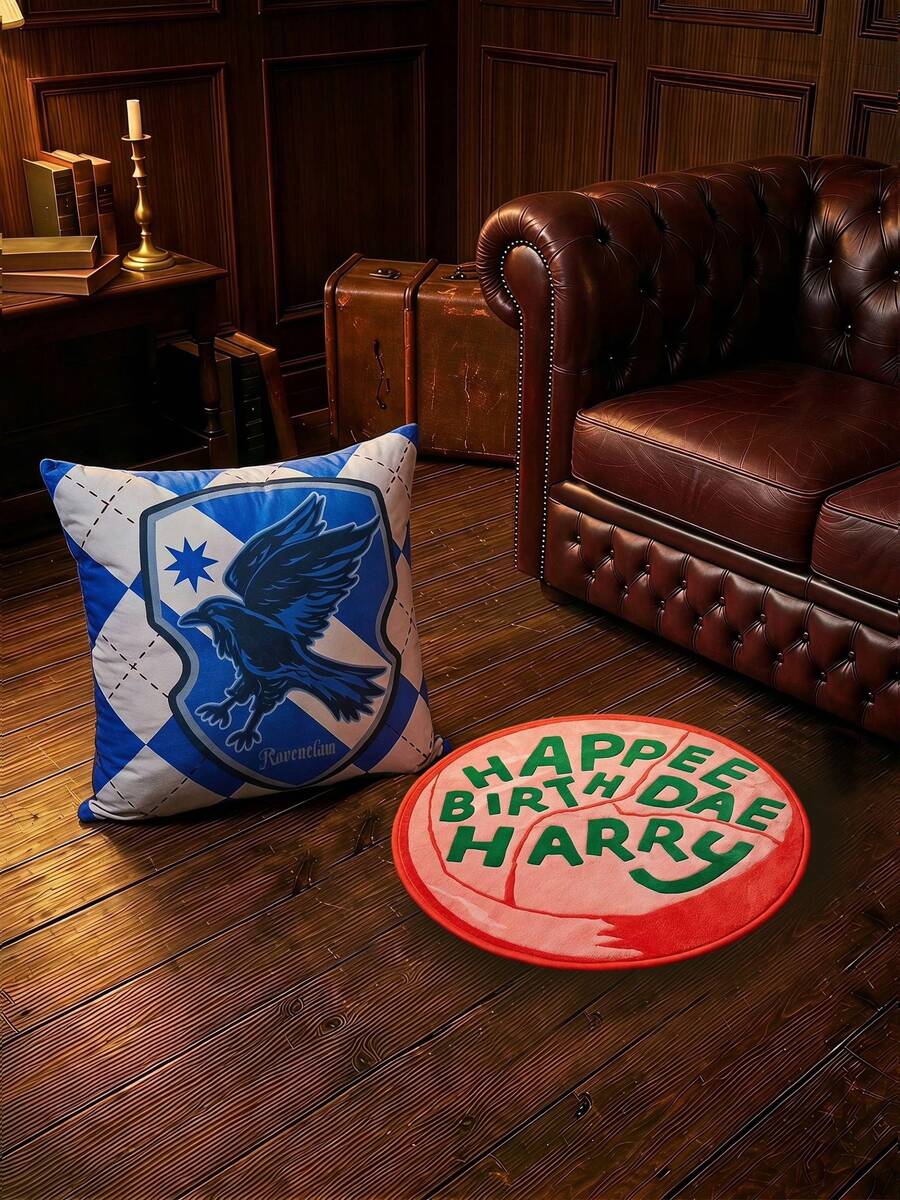 HARRY POTTER X Joivida Pillow Cover And Area Rug Set, Fantasy Home Decor, Decorative Throw Cushion Case, Soft Non-Slip Floor Carpet, Bedroom And Living Room Accessories - Blue - View 1