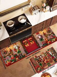 1/2pcs Christmas Kitchen Decor Rug, Christmas Nutcracker Design, Winter Kitchen Rug And Mat, Non-Slip Washable Absorbent Kitchen Accessories Decor Mat, Christmas Holiday Gift! - Multicolor - View 15