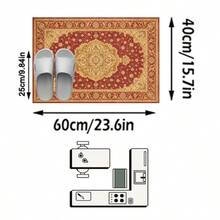 1PC Burgundy & Gold Classical Floral Area Rug, European Palace Style Faux Cashmere Rectangular Vintage Totem, Machine Washable For Living Room Bedroom Daily Home Decor, Aesthetic Home Decoration - Multicolor - View 12