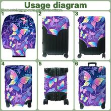 1PC,Flat Print Design,Luggage Cover(Only Luggage Cover, Luggage Not Included),Suitable For 20 To 30 Inch Luggage,Made Of Thickened High-Quality Fabric,Essential Accessory For Your Travel And Checked Luggage. - Multicolor - View 3