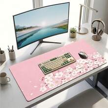 Red Background White Petal Pattern Gaming Mouse Pad, Non-Slip Rubber Desk Mat, Smooth Sliding Surface, Suitable For Computer Laptop Office Home, Floral Abstract Art Decoration, Back To School Supplies - A - View 13