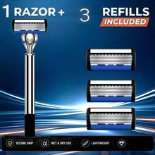 Men Manual Shaving Razor Kit, 2 Handles +30 Refill Blades, Lightweight Secure Grip Razor For Wet & Dry Shave - Multicolor - View 12