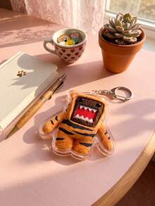 1pc/4pcs Domo-Kun Themed Square Acrylic Keyring Packs, Featuring Monster Destroying City, Pink Plush Design, Guitar Playing And Tiger Costume Designs, Fashionable Bag Charm, Suitable For Back To School, Gift For Domo Fans, Exquisite Collection, All Season - Multicolor - View 8