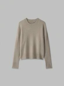 YROOE Women's Autumn/Winter Camel Crew Neck Drop Shoulder Long Sleeve Ribbed Hem Loose Knit Pullover Sweater - Camel - View 1