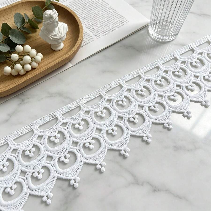 Retro Embroidered Lace Ribbon Tassel Lace Trim, 3.35 Inches Wide. Lace Decorative Technique. Suitable For DIY Embroidered Bed Skirts, Wedding Party Decorations, Jumpsuits, And Craft Decorations | Embossed Design | Decorative Item - Multicolor - View 1