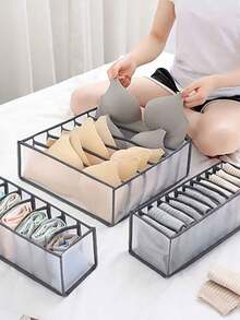 6pcs Multi-Compartment Underwear Storage Mesh Drawer Dividers, For Bras, Panties And Socks, Foldable Transparent Storage Boxes - Multicolor - View 2