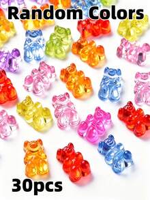 10/30pcs Cute Macaron Color Acrylic Gummy Bear Charms, Suitable For DIY Keychains, Phone Cases, Hair Clips, Bracelets, Necklaces, Earrings And Other Fashion Accessories - Multicolor - View 7