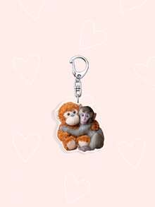 1 Set 2D Flat Popular Monkey Acrylic Keychain, Emotional Gift For Animal Lovers, Monkey Fist Bag Charm, Collectible Pendant - Multicolor - View 5