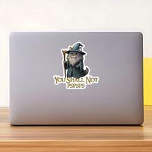 1PC Funny Wizard Cat Decal Sticker, Fantasy Movie Quote Vinyl Sticker For Kindle Laptop, Waterproof Laptop Sticker For Water Bottle Journal Travel Case, Cute Gift For Daughter Sister BFF Girls Tech Teens - Multicolor - View 9