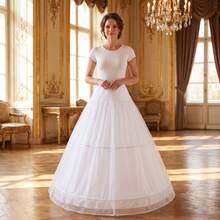 1pc Women's Bridal Gown Accessory, A-Line Tulle Petticoat With 3 Hoops, 1 Layer Stiff Mesh, Elastic Waistband, Suitable For Halloween And Autumn Wear - White - View 3