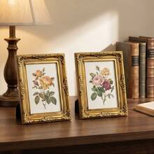 1pc Vintage Ornate Gold Picture Frames Set Of 3, Antique Embossed Decorative Photo Frame, Wall Mount & Tabletop Display Frame With Protective Panel, Classic Retro Frame For Family Photos, Wedding Portrait, Home Wall Decor & Gift - Vintage Gold - View 4