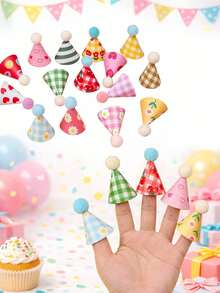 60/30/15/1pc Mini Birthday Hat, Cartoon Cute Hat Decor, Birthday Gift, Easter Gift, Random Color, Suitable For Holiday Celebrations, Family Gatherings, Camping, Birthday Parties, Tea Parties, Weddings, Home And Office Parties - A - View 2