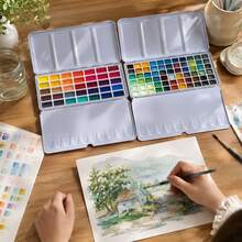 Large Classic Metal Palette Folding Iron Box With Magnetic Full And Half Pans For Watercolor Paint Packaging - Sets - View 10