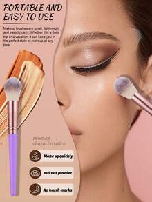 20/27/47Pcs All-In-One Makeup Tool Set,20Pcs Professional Makeup Brushes, Soft Brushes For Foundation,Powder Blusher & Eyeshadow, Comes With Makeup Sponges, Triangle Puffs, Facial Sponge, Hair Band & Wristbands, Portable Makeup Tools - Mauve Purple - View 3
