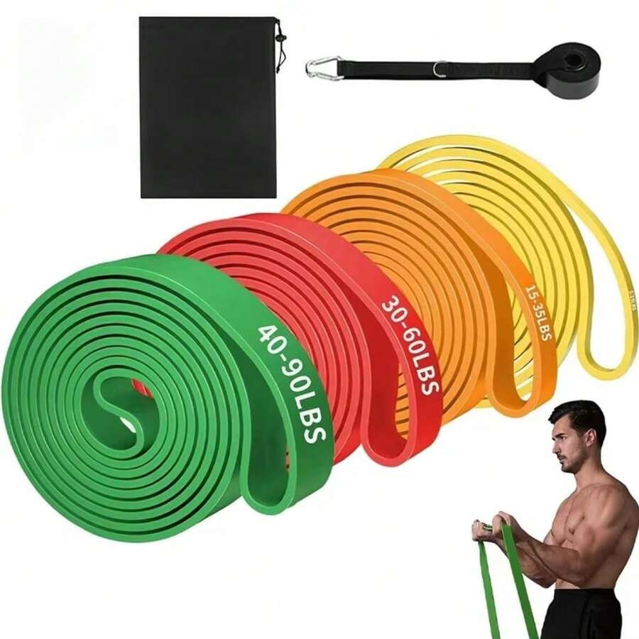 3 Different Tension Strength Resistance Bands, Training Elastic Bands Set, Home Workout Stretching Bands, Full Body Exercise Suitable For Men And Women, Gym, Home Workout And More - A - View 1