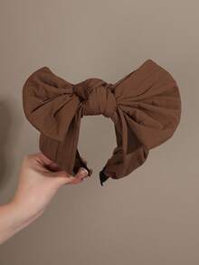 1pc Fashionable Vintage Bow Knot Wide Headband Soft Crinkle Fabric Hair Retro Style Suitable Party Daily Hair Accessory - Multicolor - View 7