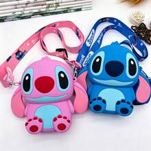 1/3/4pcs Disney Stitch Cute Cartoon Silicone Crossbody Coin Purse, Versatile Waterproof Bag - Multiple Styles - View 6